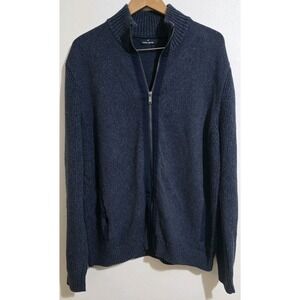 Daniel Hechter Paris Full Zip Mock Neck Knit Cardigan Sweater Jacket‎ Mens M/L